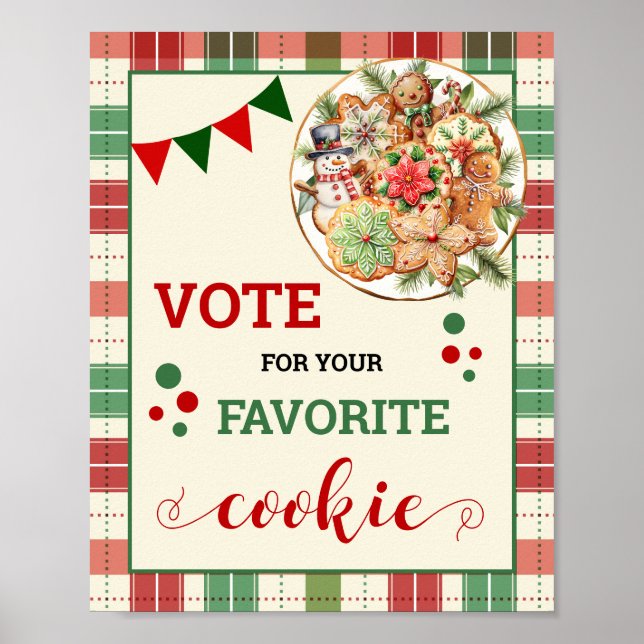 Vote for Your Favourite Cookies Christmas Sign (Front)