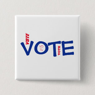 Vote General Political Election Red White Blue 15 Cm Square Badge