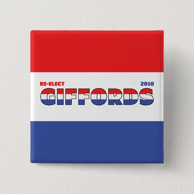Vote Giffords 2010 Elections Red White and Blue 15 Cm Square Badge (Front)