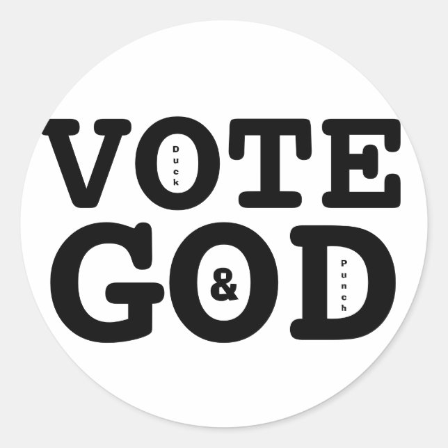 VOTE GOD CLASSIC ROUND STICKER (Front)