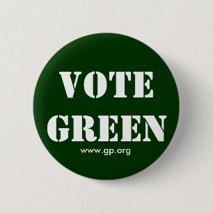 VOTE GREEN 6 CM ROUND BADGE