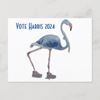 Vote Harris 2024 Blue FLAmingo w/ Pearls Postcard