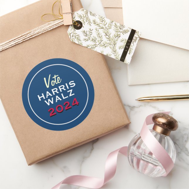 Vote HARRIS WALZ 2024 Campaign Classic Round Sticker (Gifting)