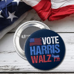 Vote Harris Walz Democrat Donkey American Flag 6 Cm Round Badge<br><div class="desc">Vote Harris Walz button with the American flag and democrat donkey in red,  white,  and blue. Kamala Harris and Tim Walz for president and vice president as the democratic party candidates in this cool,  patriotic design for the 2024 election.</div>