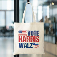 Vote Harris Walz Democrat Donkey American Flag