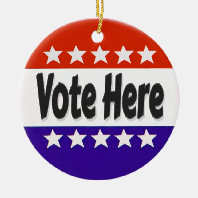 Vote Here Ceramic Tree Decoration (Front)