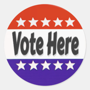Vote Here Classic Round Sticker