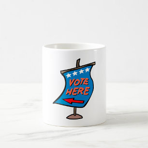 Vote Here Directional Sign Coffee Mug