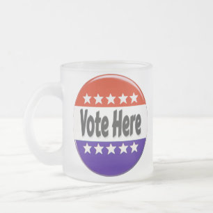 Vote Here Frosted Glass Coffee Mug