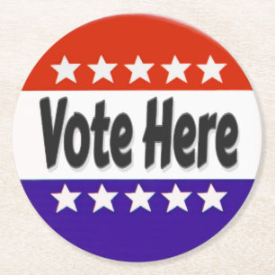 Vote Here Round Paper Coaster