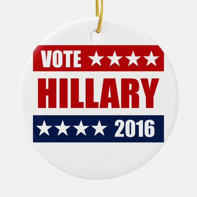 VOTE HILLARY 2016.png Ceramic Tree Decoration (Front)