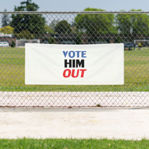 Vote Him Out red white and blue modern typography Banner