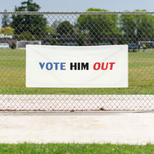 Vote Him Out red white and blue modern typography Banner