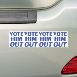 Vote him out white blue modern typography bumper sticker