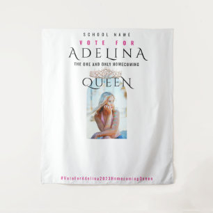 Vote Homecoming Queen Pink HOCO Photo Backdrop Tapestry