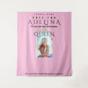 Vote Homecoming Queen Pink HOCO Photo Backdrop Tapestry