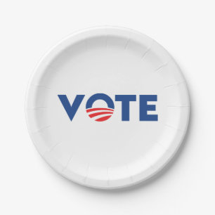 Vote hope red white and blue typography democrat paper plate