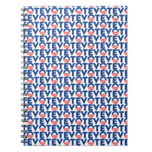 Vote hope red white and blue typography pattern notebook