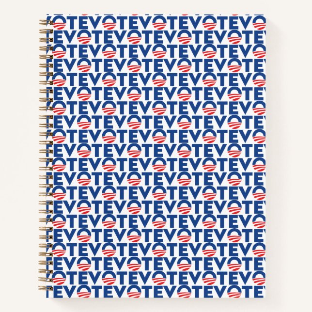 Vote hope red white and blue typography pattern notebook (Front)