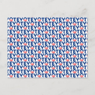 Vote hope red white blue modern typography pattern postcard