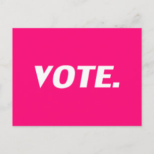 "Vote" hot pink, magenta, fuchsia, white Postcard