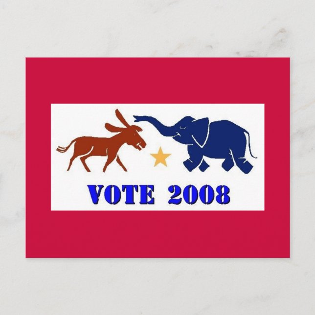 VOTE IN 2008 POSTCARD DEMOCRAT REPUBLICAN POLITICS (Front)