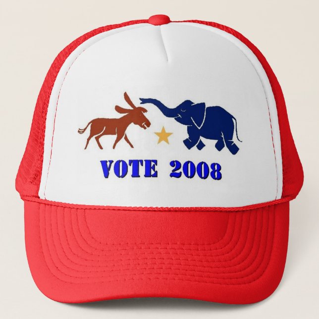 VOTE IN 2008 TRUCKERS CAP HAT DEMOCRAT REPUBLICAN (Front)