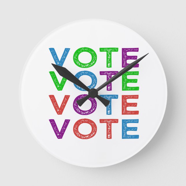 VOTE in Multi-colours Round Clock (Front)