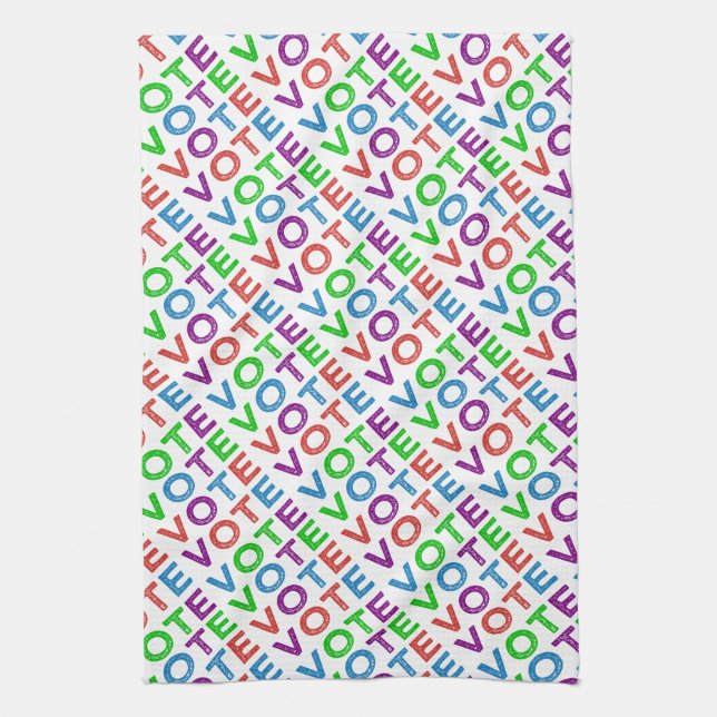 VOTE in Multi-colours Tea Towel (Vertical)