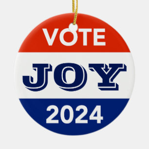 Vote Joy 2024 Harris Walz Ceramic Tree Decoration