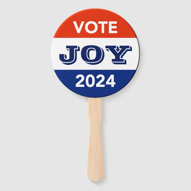 Vote Joy 2024 Harris Walz Hand Fan (Front)