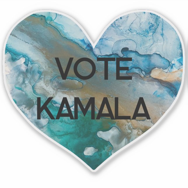 Vote Kamala Blue Alcohol Inks Heart (Front)