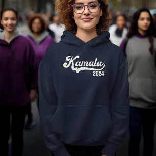 Vote Kamala Harris 2024 Ivory White Varsity Hoodie