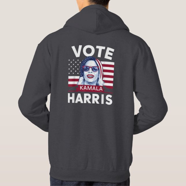 Vote Kamala Harris 2024 President USA Flag Hoodie (Back)