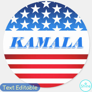 Vote Kamala Harris Custom Text USA Flag Democrats Classic Round Sticker