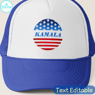 Vote Kamala Harris Custom Text USA Flag Democrats Trucker Hat