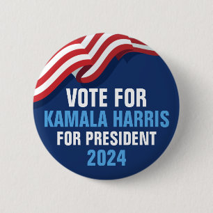 Vote Kamala Harris for President 2024 Blue 6 Cm Round Badge