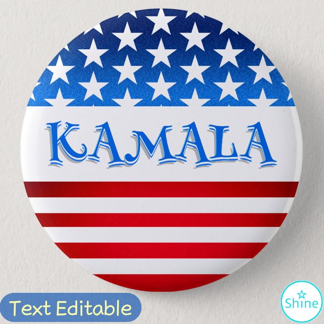 Vote Kamala Harris USA Flag Typography Custom Text 6 Cm Round Badge (Creator Uploaded)