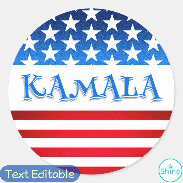 Vote Kamala Harris USA Flag Typography Custom Text Classic Round Sticker (Creator Uploaded)