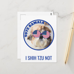Vote Kamala USA flag Shih Tzu Not cute dog Postcard