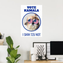 Vote Kamala USA flag Shih Tzu Not cute dog
