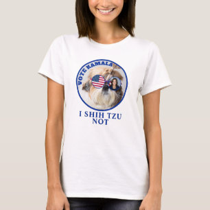 Vote Kamala USA flag Shih Tzu Not cute dog T-Shirt