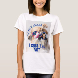 Vote Kamala USA flag Shih Tzu Not cute dog T-Shirt