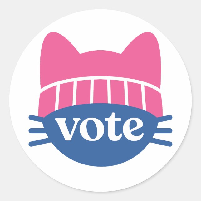 vote kitty classic round sticker (Front)