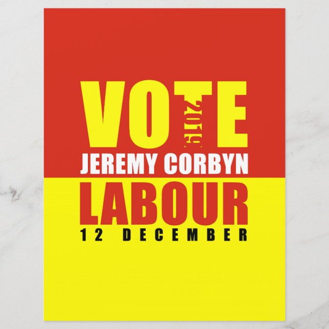 Vote Labour Jeremy Corbyn Paper Sheet Double Sided (Front)