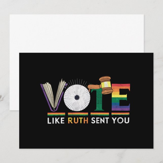 Vote Like Ruth Sent You Gavel Feminists Lgbt Pride Invitation (Front/Back)