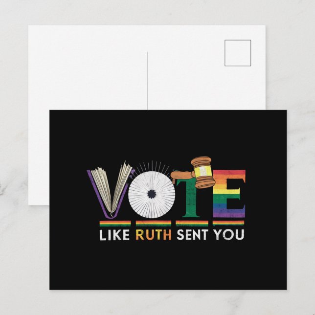 Vote Like Ruth Sent You Gavel Feminists Lgbt Pride Postcard (Front/Back)