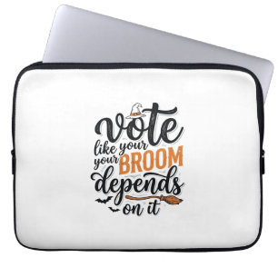 Vote Like Your Broom Depends On It Halloween Shirt Laptop Sleeve