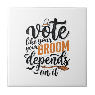 Vote Like Your Broom Depends On It Halloween Shirt Tile