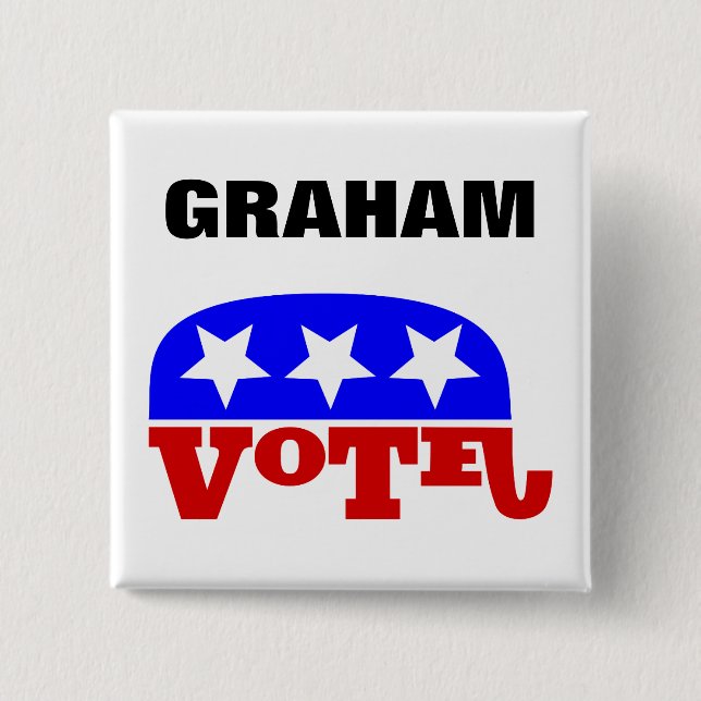 Vote Lindsey Graham Republican Elephant 15 Cm Square Badge (Front)